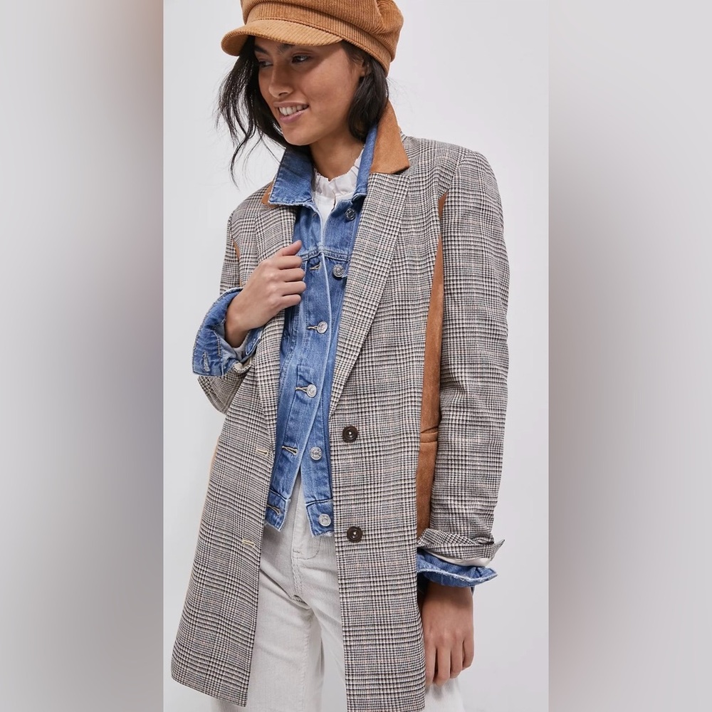 Anthropologie Maeve Harte Plaid Blazer